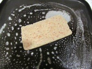 Scrapple just starting to cook